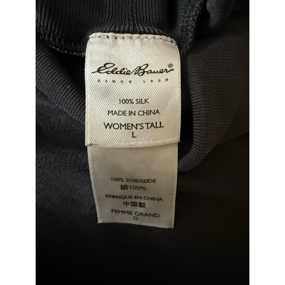Eddie Bauer 100% Silk Turtleneck Base Layer Black Women’s Tall Large - Picture 3 of 4